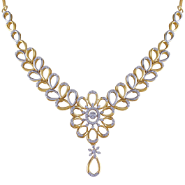 Exuberant Leafy Diamond Necklace-EF IF VVS-18kt Rose Gold