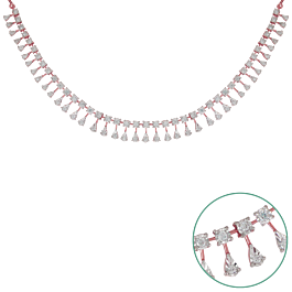 Sleek Dazzling Drops Diamond Necklace-EF IF VVS-18kt Rose Gold