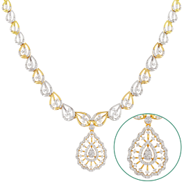 Attractive Leafy Dual Tone Diamond Necklace-EF IF VVS-18kt Rose Gold