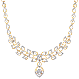 Ravishing Fancy Floral Diamond Necklace -EF IF VVS-18kt White Gold