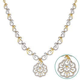 Shimmering Paisley Diamond Necklace-EF IF VVS-18kt Rose Gold