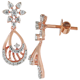 Ebullient Floral Diamond Earrings-EF IF VVS-18kt Rose Gold