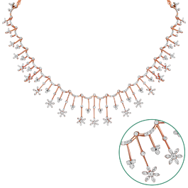 Gorgeous Petite Floral Diamond Necklace-EF IF VVS-18kt Rose Gold