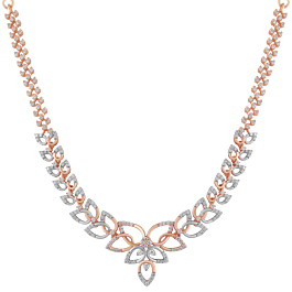 Lovely Leaf Pattern Diamond Necklace-EF IF VVS-18kt Rose Gold