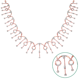 Elegant Wavy Pattern Diamond Necklace-EF IF VVS-18kt Rose Gold