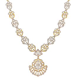 Dazzling Floral Diamond Necklace-EF IF VVS-18kt Rose Gold