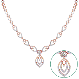 Alluring Dual Drop Diamond Necklace-EF IF VVS-18kt Rose Gold