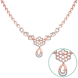 Magnificent Floral Diamond Necklace-EF IF VVS-18kt Rose Gold