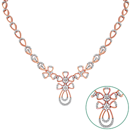 Contemporary Floral Diamond Necklace-EF IF VVS-18kt Rose Gold