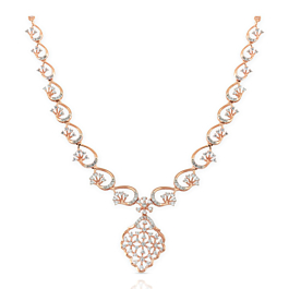 Enthralling Floral Diamond Necklace-EF IF VVS-18kt Rose Gold