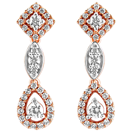 Glittering Cubic Diamond Earrings-EF IF VVS-18kt Rose Gold