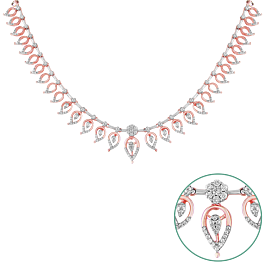 Graceful Mini Floral Diamond Necklace-EF IF VVS-18kt Rose Gold