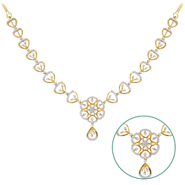 Amazing Triangular Pattern Diamond Necklace-EF IF VVS-18kt Rose Gold