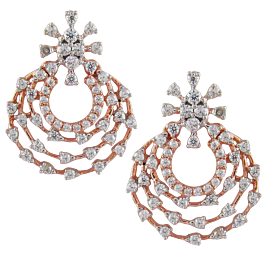 Enticing Floral Concentric Diamond Earrings-EF IF VVS-18kt Rose Gold