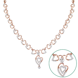 Lovely Heart Shaped Diamond Necklace-EF IF VVS-18kt Rose Gold