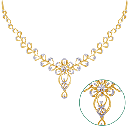 Awesome Paisley Floral Diamond Necklace-EF IF VVS-18kt Rose Gold
