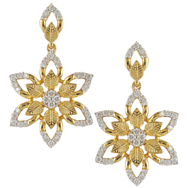 Traditional Floral Diamond Earrings-EF IF VVS-18kt Rose Gold