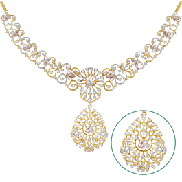 Effulgent Mini Floral Diamond Necklace-EF IF VVS-18kt Rose Gold