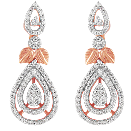 Enchanting Dual Leaf Diamond Earrings-18kt Rose Gold-EF IF VVS