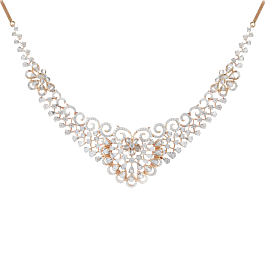 Fabulous Floral Diamond Necklace-EF IF VVS-18kt Rose Gold