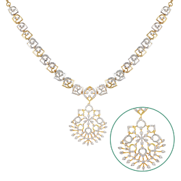Scintillating Fancy Floral Diamond Necklace-EF IF VVS-18kt Rose Gold