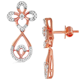 Adoring Floral Pear Drop Diamond Earrings-EF IF VVS-18kt Rose Gold
