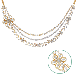 Captivating Layered Floral Diamond Necklace-EF IF VVS-18kt Rose Gold