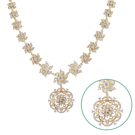 Beguiling Fancy Floral Diamond Necklace-EF IF VVS-18kt Rose Gold