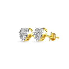 Dainty Heartin Diamond Earrings-EF IF VVS-18kt Yellow Gold