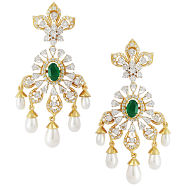 Opulent Pearl Charms Diamond Earrings-EF IF VVS-18kt Rose Gold