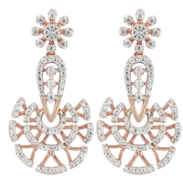 Timeless Floral Diamond Earrings-EF IF VVS-18kt Rose Gold