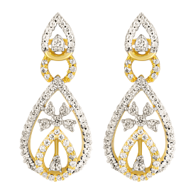 Contemporary Semi Floral Diamond Earrings-EF IF VVS-18kt Rose Gold