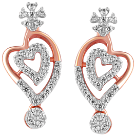 Amazing Floral Heart Diamond Earrings-EF IF VVS-18kt Rose Gold
