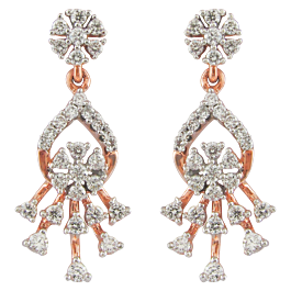 Fancy Ornate Floral Diamond Earrings-EF IF VVS-18kt Rose Gold
