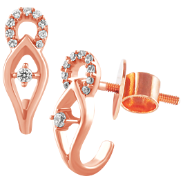Sparkling Semi Circular Diamond Earrings-EF IF VVS-18kt Rose Gold