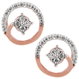 Glowing Circular Diamond Earrings-EF IF VVS-18kt Rose Gold
