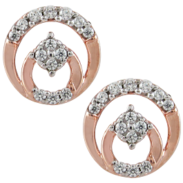 Subtle Double Circled Diamond Earrings-EF IF VVS-18kt Rose Gold