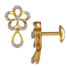Enchanting Floral Drop Diamond Earrings-EF IF VVS-18kt Rose Gold