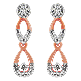 Dashing Double Pear Diamond Earrings-EF IF VVS-18kt Rose Gold