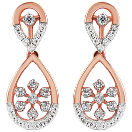 Enticing Pear Shaped Floral Diamond Earrings-EF IF VVS-18kt Yellow Gold