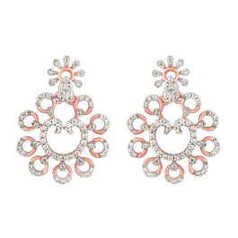 Fascinating Semi Concentric Floral Diamond Earrings-EF IF VVS-18kt Rose Gold