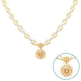 Flamboyant Double Pear Floral Diamond Necklaces-EF IF VVS-18kt Rose Gold