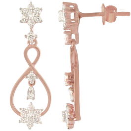 Royal Star style Infinity Pattern Diamond Earrings-EF IF VVS-18kt Rose Gold