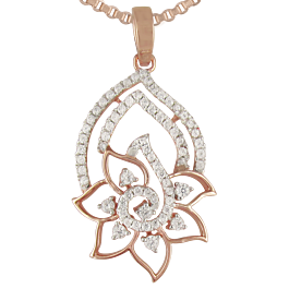 Sublime Semi Paisley Floral Diamond Pendants-EF IF VVS-18kt Rose Gold
