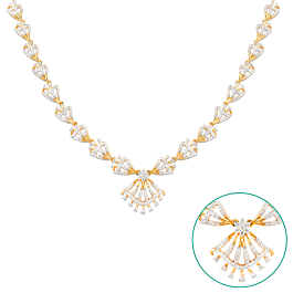 Precious Feather Pattern Diamond Necklaces-EF IF VVS-18kt Rose Gold