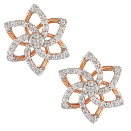 Fascinating Endless Floral Pattern Diamond Earrings-EF IF VVS-18kt Rose Gold