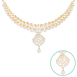 Enticing Dew Drop Pattern Bloomed Floral Diamond Necklaces-EF IF VVS-18kt Rose Gold