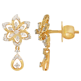 Cute Floral Drop Diamond Earrings-EF IF VVS-18kt White Gold