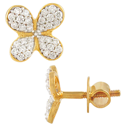 Splendid Four Petal Floral Diamond Earrings-EF IF VVS-18kt Rose Gold