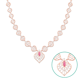 Eccentric Sleek Ruby Studded Diamond Necklaces-EF IF VVS-18kt Rose Gold